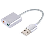 การ์ดเสียง USB เสมือน 7.1 ช่องแบบภายนอกตัวเรือนอลูมิเนียมอัลลอย พร้อมสายยาว 13 ซม. สำหรับพีซีและแล็ปท็อป, USB