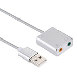การ์ดเสียง USB เสมือน 7.1 ช่องแบบภายนอกตัวเรือนอลูมิเนียมอัลลอย พร้อมสายยาว 13 ซม. สำหรับพีซีและแล็ปท็อป, USB