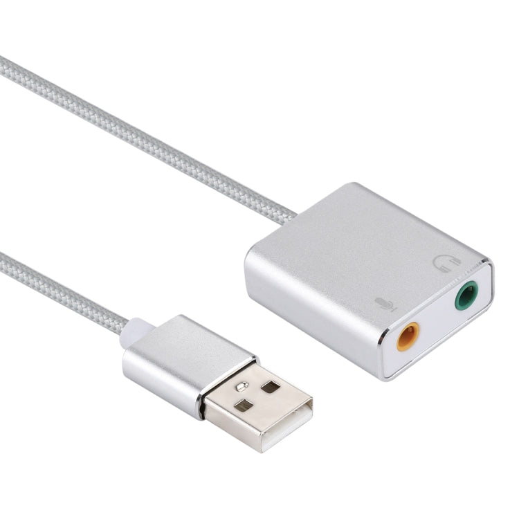 การ์ดเสียง USB เสมือน 7.1 ช่องแบบภายนอกตัวเรือนอลูมิเนียมอัลลอย พร้อมสายยาว 13 ซม. สำหรับพีซีและแล็ปท็อป, USB