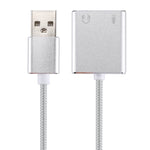 การ์ดเสียง USB เสมือน 7.1 ช่องแบบภายนอกตัวเรือนอลูมิเนียมอัลลอย พร้อมสายยาว 13 ซม. สำหรับพีซีและแล็ปท็อป, USB