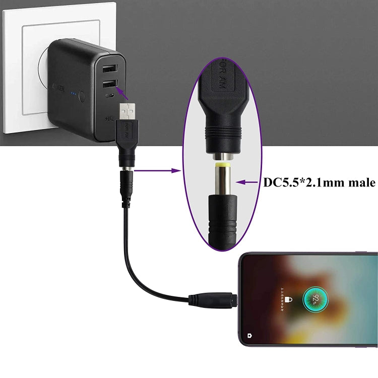อะแดปเตอร์ USB หัวผู้ชายเป็นหัวเมีย 5.5 x 2.1 มม, USB หัวผู้ชายเป็น 5.5 x 2.1 มม