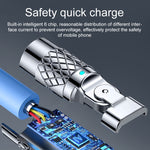 สายชาร์จเร็ว Mech Series 6A 120W USB เป็น 8 Pin ปลั๊กโลหะ 180 องศา ความยาว 1.2 ม.