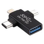 อะแดปเตอร์ OTG 3 in 1 USB 3.0 เป็น 8 Pin + Micro USB + USB-C / Type-C