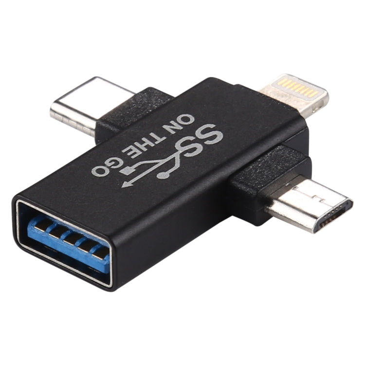 อะแดปเตอร์ OTG 3 in 1 USB 3.0 เป็น 8 Pin + Micro USB + USB-C / Type-C