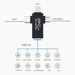 อะแดปเตอร์ OTG 3 in 1 USB 3.0 เป็น 8 Pin + Micro USB + USB-C / Type-C