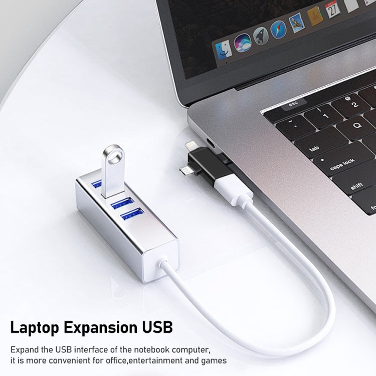 อะแดปเตอร์ OTG 3 in 1 USB 3.0 เป็น 8 Pin + Micro USB + USB-C / Type-C