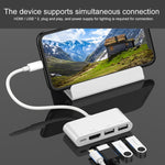 75216 ตัวแปลงวิดีโอ HD 4 in 1 8 พิน เป็น HDMI + ชาร์จ 8 พิน + 2 พอร์ต USB, 75216