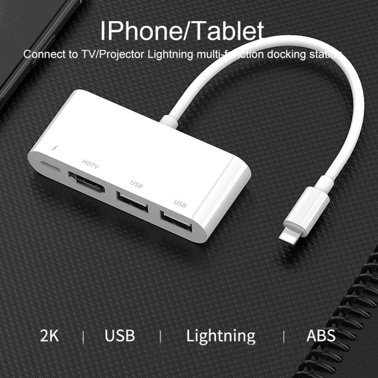 75216 ตัวแปลงวิดีโอ HD 4 in 1 8 พิน เป็น HDMI + ชาร์จ 8 พิน + 2 พอร์ต USB, 75216