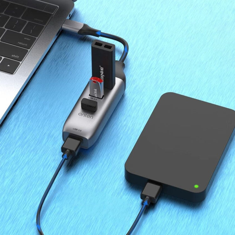 Onten 95118U HUB แปลง USB-C / Type-C เป็น 4 พอร์ต USB 3.0 4-in-1 สถานีเชื่อมต่อมัลติฟังก์ชัน, 95118U