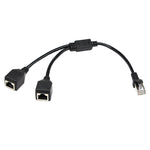 อะแดปเตอร์แยกปลั๊ก LAN Ethernet CAT5 RJ45 1 เป็น 2 ช่อง ความยาวสาย 25 ซม.