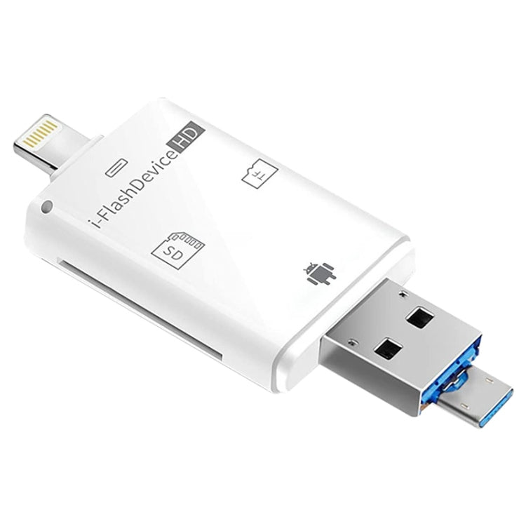 NK-208 เครื่องอ่านการ์ด 3 in 1 i-Flash TF / SD สำหรับ 8 พิน + USB 2.0 + อุปกรณ์ Micro USB (สีดำ), NK-208 สีขาว, NK-208 สีดำ