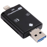 NK-208 เครื่องอ่านการ์ด 3 in 1 i-Flash TF / SD สำหรับ 8 พิน + USB 2.0 + อุปกรณ์ Micro USB (สีดำ), NK-208 สีขาว, NK-208 สีดำ