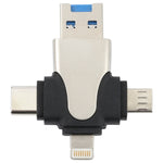 เครื่องอ่านการ์ด 4 in 1 8 พิน + USB-C / Type-C + Micro USB + USB 3.0 ตัวผู้, 4 in 1