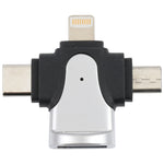 อะแดปเตอร์ 3 in 1 8 พิน + USB-C / Type-C + Micro USB ตัวผู้ เป็น USB 3.0 ตัวเมีย อัลลอยสังกะสี