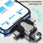 อะแดปเตอร์ 3 in 1 8 พิน + USB-C / Type-C + Micro USB ตัวผู้ เป็น USB 3.0 ตัวเมีย อัลลอยสังกะสี