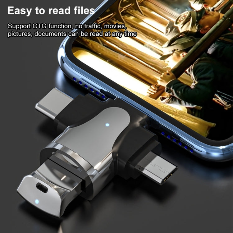 อะแดปเตอร์ 3 in 1 8 พิน + USB-C / Type-C + Micro USB ตัวผู้ เป็น USB 3.0 ตัวเมีย อัลลอยสังกะสี