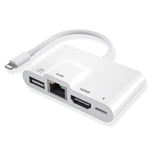 อะแดปเตอร์ OTG ดิจิทัล AV 4 in 1 8 พิน ตัวผู้ เป็น 8 พิน พาวเวอร์ + RJ45 อีเธอร์เน็ต + HDMI + USB กล้อง ตัวเมีย, RJ45 อีเธอร์เน็ต
