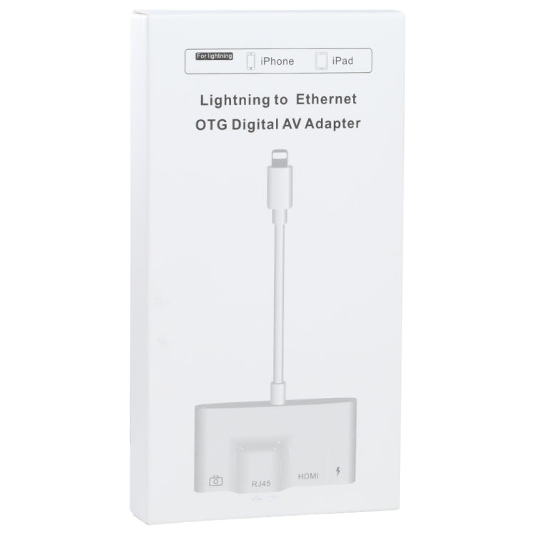 อะแดปเตอร์ OTG ดิจิทัล AV 4 in 1 8 พิน ตัวผู้ เป็น 8 พิน พาวเวอร์ + RJ45 อีเธอร์เน็ต + HDMI + USB กล้อง ตัวเมีย, RJ45 อีเธอร์เน็ต