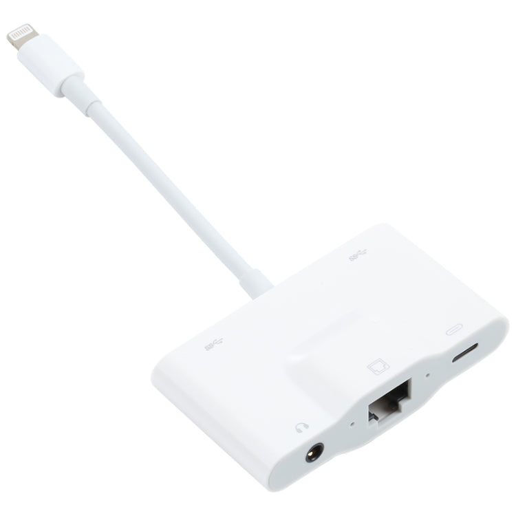 NK-1033 อะแดปเตอร์ 5 in 1 8 พิน ตัวผู้ เป็น USB คู่ + AUX 3.5 มม. + อีเธอร์เน็ต + 8 พิน พาวเวอร์ ตัวเมีย, NK-1033