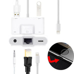 NK-1033 อะแดปเตอร์ 5 in 1 8 พิน ตัวผู้ เป็น USB คู่ + AUX 3.5 มม. + อีเธอร์เน็ต + 8 พิน พาวเวอร์ ตัวเมีย, NK-1033