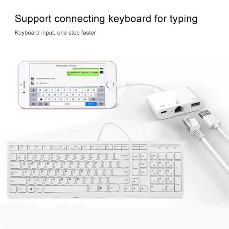 NK-107 อะแดปเตอร์ 3 in 1 8 พิน ตัวผู้ เป็น USB + อีเธอร์เน็ต 1000M + 8 พิน พาวเวอร์ ตัวเมีย, NK-107