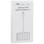 อะแดปเตอร์ OTG ดิจิทัล AV 5 in 1 8 พิน ตัวผู้ เป็น USB + HDMI + ช่องเสียบการ์ด TF / SD + 8 พิน พาวเวอร์ ตัวเมีย, ช่องเสียบการ์ด TF / SD