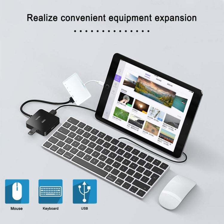 อะแดปเตอร์ OTG ดิจิทัล AV 5 in 1 8 พิน ตัวผู้ เป็น USB + HDMI + ช่องเสียบการ์ด TF / SD + 8 พิน พาวเวอร์ ตัวเมีย, ช่องเสียบการ์ด TF / SD