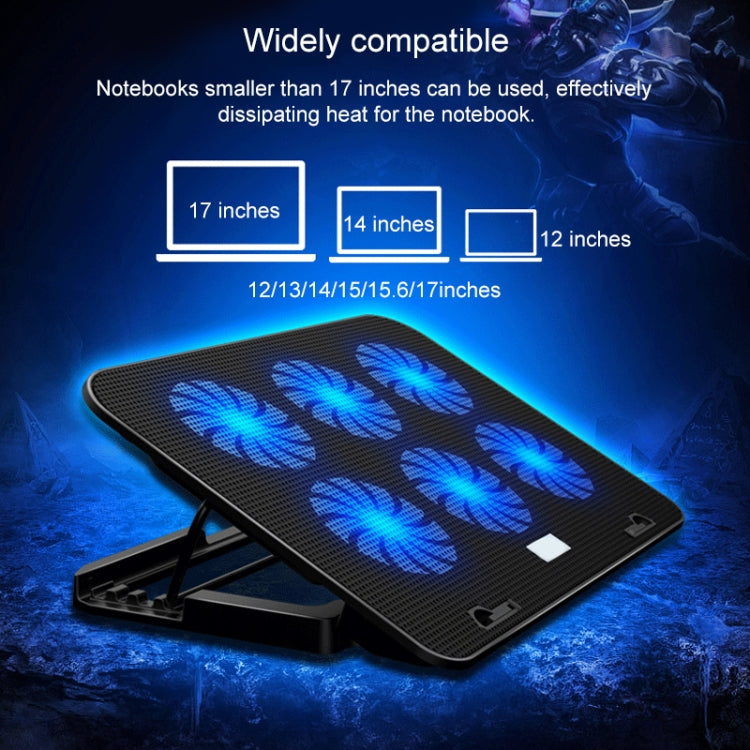 ICE COOREL Notebook Computer Base Speed Control Silent Six-fan Cooling Holder Cooling Rack, Style: Flagship, Style: Flagship