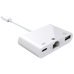 สายแปลงดิจิทัลวิดีโอ OTG 3 in 1 พอร์ตหญิง Ethernet + USB + 8 พิน เป็นพอร์ตชาย 8 พิน รุ่น NK-107