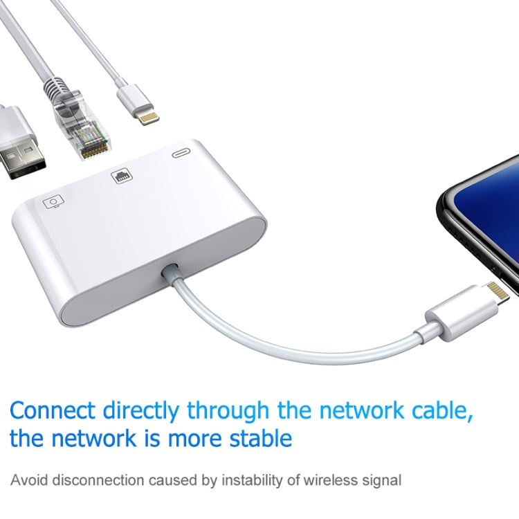 สายแปลงดิจิทัลวิดีโอ OTG 3 in 1 พอร์ตหญิง Ethernet + USB + 8 พิน เป็นพอร์ตชาย 8 พิน รุ่น NK-107