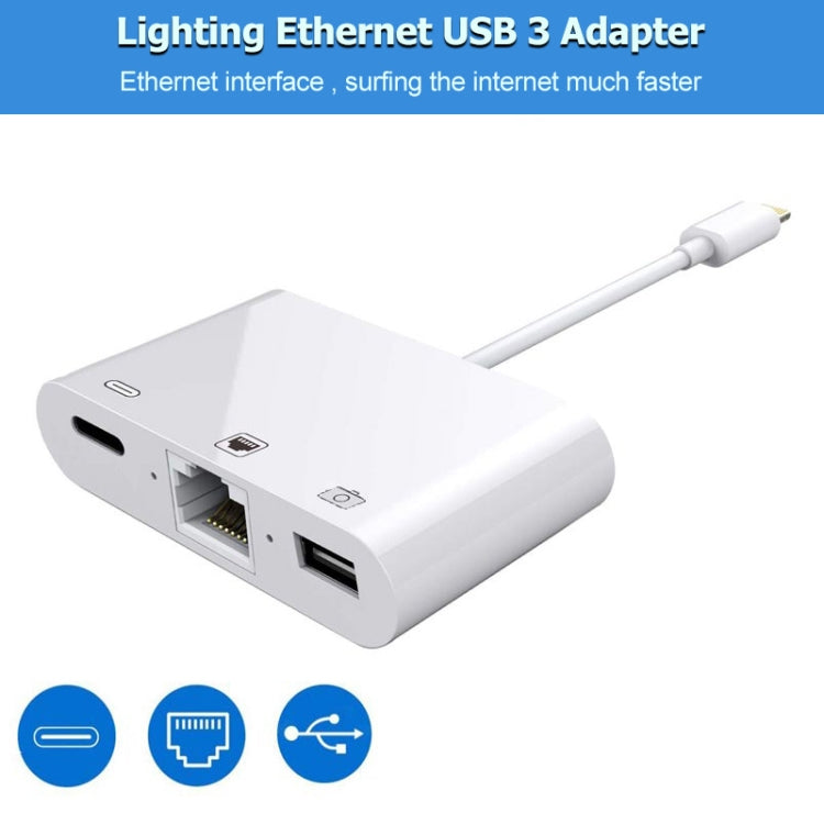 สายแปลงดิจิทัลวิดีโอ OTG 3 in 1 พอร์ตหญิง Ethernet + USB + 8 พิน เป็นพอร์ตชาย 8 พิน รุ่น NK-107