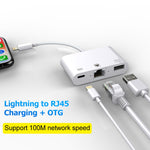 สายแปลงดิจิทัลวิดีโอ OTG 3 in 1 พอร์ตหญิง Ethernet + USB + 8 พิน เป็นพอร์ตชาย 8 พิน รุ่น NK-107