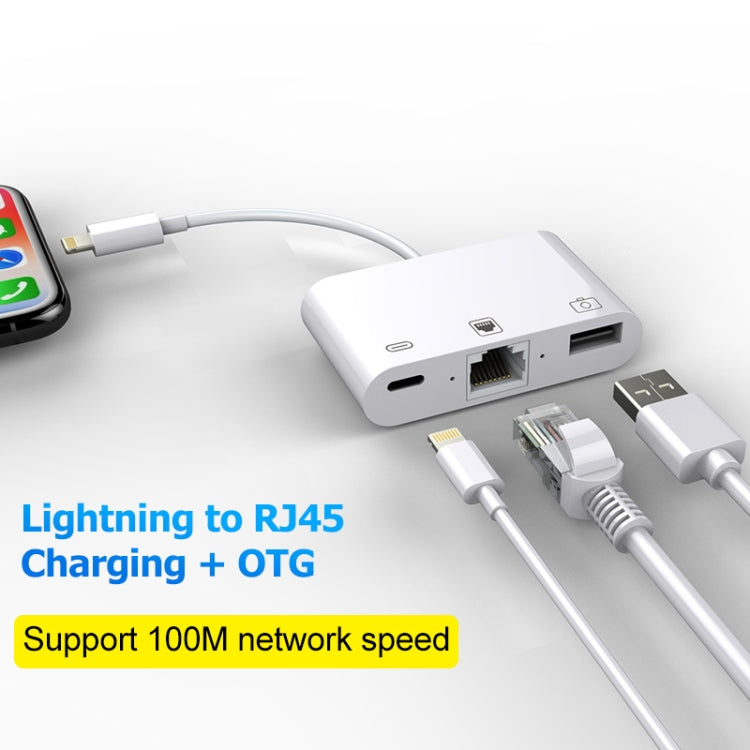 สายแปลงดิจิทัลวิดีโอ OTG 3 in 1 พอร์ตหญิง Ethernet + USB + 8 พิน เป็นพอร์ตชาย 8 พิน รุ่น NK-107