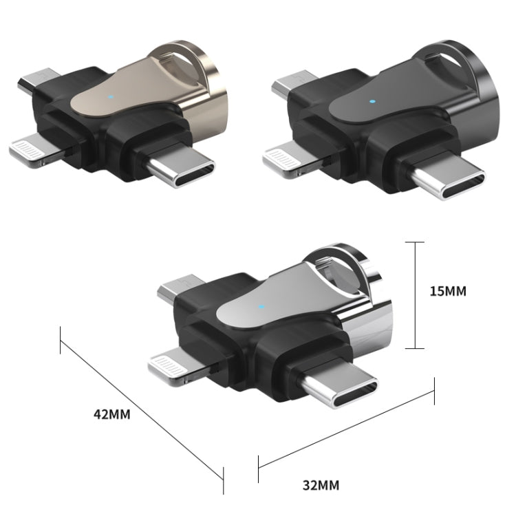 อะแดปเตอร์ OTG 3 in 1, USB เป็น Type-C / Micro USB / 8 Pin