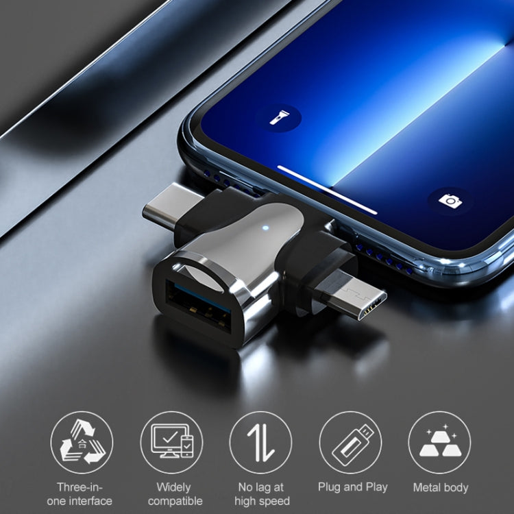 อะแดปเตอร์ OTG 3 in 1, USB เป็น Type-C / Micro USB / 8 Pin