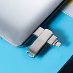 Richwell แฟลชไดรฟ์หมุนได้ 3 in 1 16G Micro USB + 8 Pin + USB 3.0 พร้อมฟังก์ชัน OTG, 16G