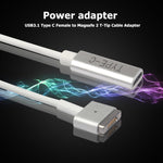 อะแดปเตอร์ชาร์จ 5 Pin MagSafe 2 (รูปตัว T) เป็น USB-C / Type-C PD, Type-C เป็น MagSafe 2