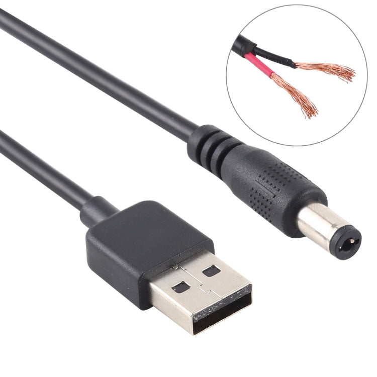 สายชาร์จ USB 3A เป็นปลั๊กไฟ DC 5.5 x 2.1มม., ความยาว: 1ม., USB เป็น DC 5.5x2.1มม.