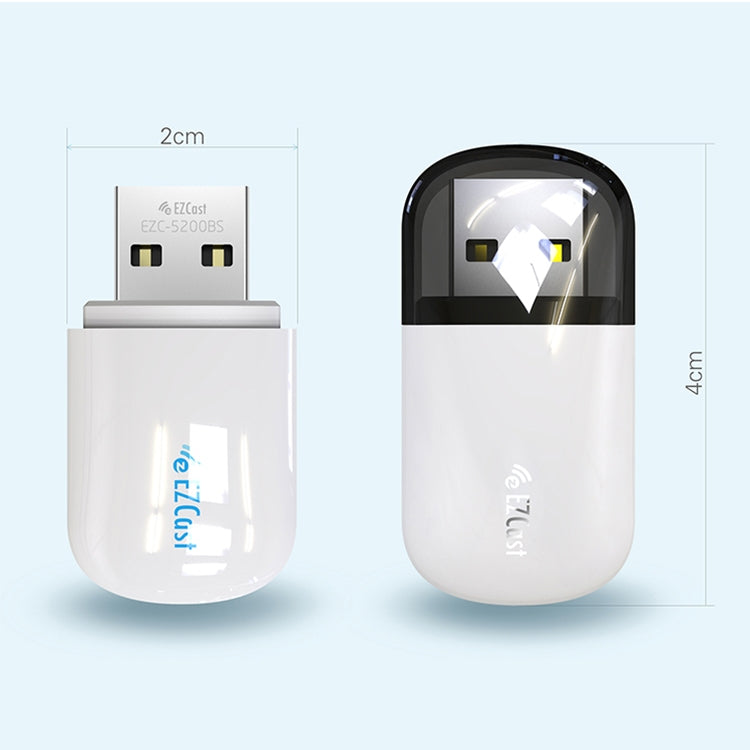 อะแดปเตอร์ไร้สาย EZCast EZC-5200BS WiFi สองย่านความถี่ 600Mbps + Bluetooth USB 2.0