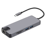 อะแดปเตอร์ 8 in 1 Type-C เป็น HDMI + USB 3.0 + USB 3.0 + Type-C + LAN + VGA + TF/SD Card Reader