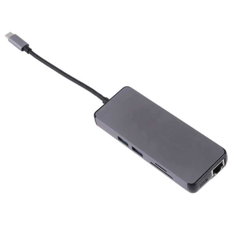 อะแดปเตอร์ 8 in 1 Type-C เป็น HDMI + USB 3.0 + USB 3.0 + Type-C + LAN + VGA + TF/SD Card Reader
