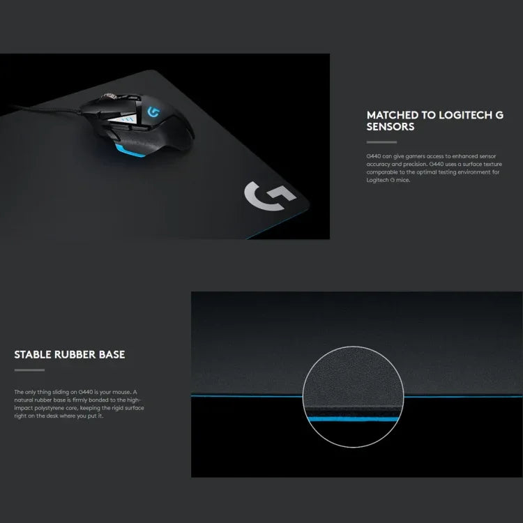 แผ่นรองเมาส์เกมมิ่งแข็ง Logitech G440 ขนาด: 34 x 28 ซม., G440 แข็ง