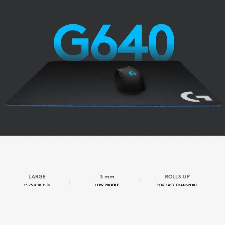 แผ่นรองเมาส์เกมมิ่งผ้านุ่ม Logitech G640 ขนาด: 46 x 40 ซม., G640 ผ้านุ่ม