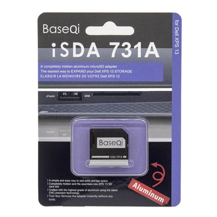 BASEQI กล่องใส่การ์ด SD อะลูมิเนียมอัลลอยด์ซ่อนสำหรับแล็ปท็อป Dell XPS 13.3 นิ้ว, สำหรับ Dell XPS 13.3 นิ้ว