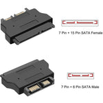 อะแดปเตอร์ SATA ตัวเมีย 22 พิน เป็น SLIMLINE SATA ตัวผู้ 13 พิน, SATA ตัวเมีย 22 พิน เป็น SATA ตัวผู้ 13 พิน