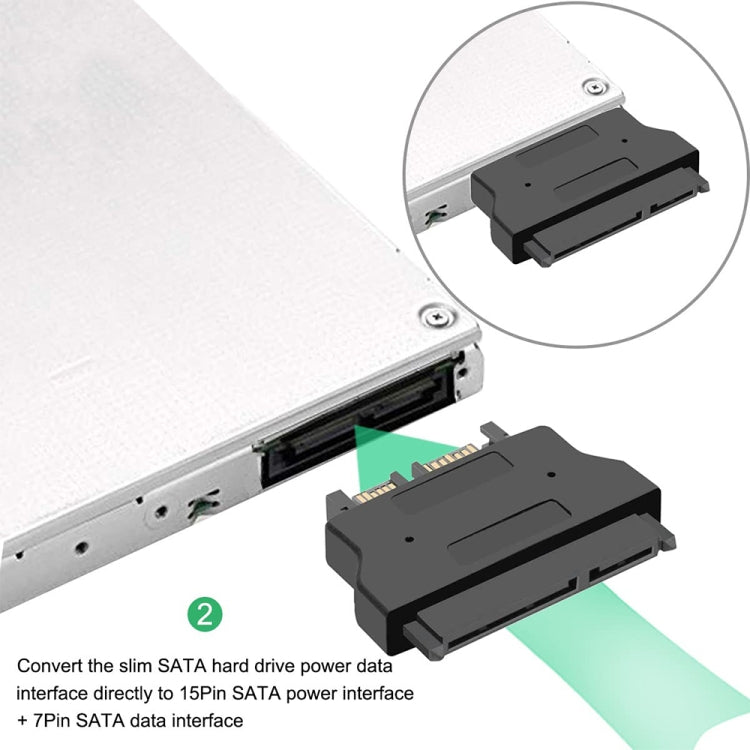 อะแดปเตอร์ SATA ตัวเมีย 22 พิน เป็น SLIMLINE SATA ตัวผู้ 13 พิน, SATA ตัวเมีย 22 พิน เป็น SATA ตัวผู้ 13 พิน