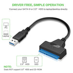 อะแดปเตอร์สาย SATA เป็น USB 3.0 มืออาชีพ สำหรับขยายฮาร์ดไดรฟ์ SSD ขนาด 2.5 นิ้ว, 2.5 นิ้ว