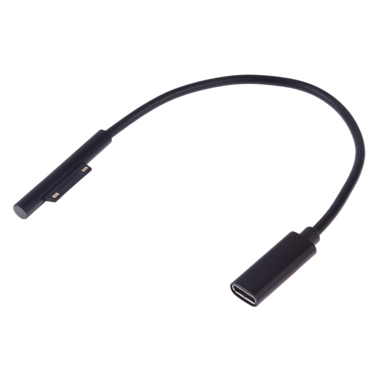 สายชาร์จเร็ว USB-C / Type-C ตัวเมียเป็น 6 พิน ตัวผู้ สำหรับแล็ปท็อป Microsoft Surface Pro 9 / 8 / 7 / 6 / 5 / 4 / 3, ความยาวสาย: 0.2 ม., Pro 9 / 8 / 7 / 6 / 5 / 4 / 3 ถึง USB-C / Type-C ตัวเมีย สีดำ