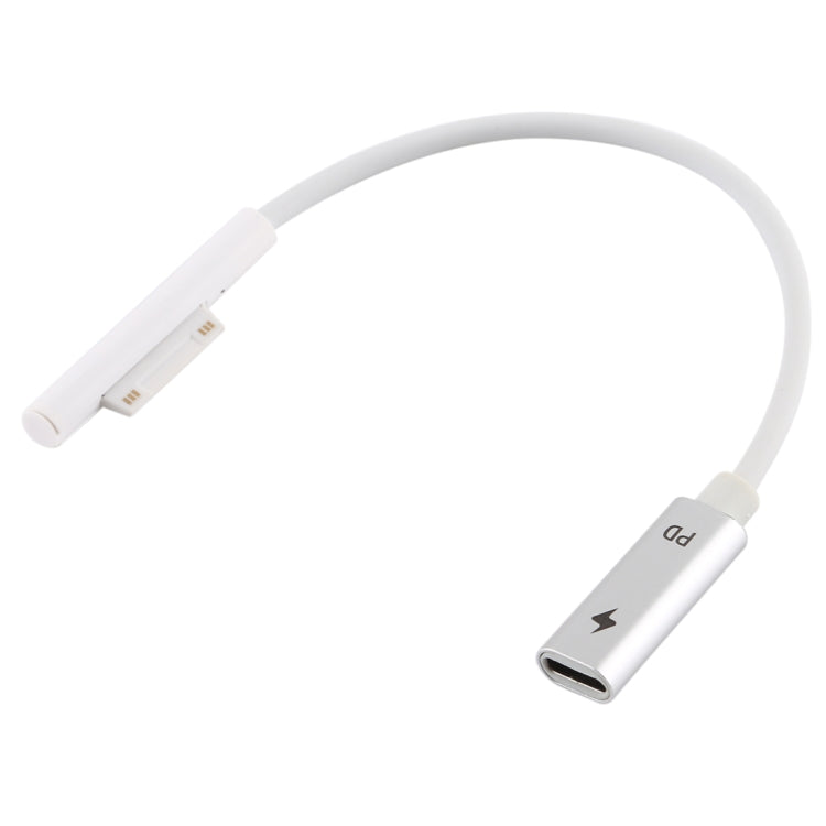 สายชาร์จเร็ว USB-C / Type-C ตัวเมียเป็น 6 พิน ตัวผู้ สำหรับแล็ปท็อป Microsoft Surface Pro 9 / 8 / 7 / 6 / 5 / 4 / 3, ความยาวสาย: 0.2 ม., Pro 9 / 8 / 7 / 6 / 5 / 4 / 3 ถึง USB-C / Type-C ตัวเมีย สีดำ