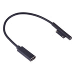สายชาร์จเร็ว USB-C / Type-C ตัวเมียเป็น 6 พิน ตัวผู้ สำหรับแล็ปท็อป Microsoft Surface Pro 9 / 8 / 7 / 6 / 5 / 4 / 3, ความยาวสาย: 0.2 ม., Pro 9 / 8 / 7 / 6 / 5 / 4 / 3 ถึง USB-C / Type-C ตัวเมีย สีดำ